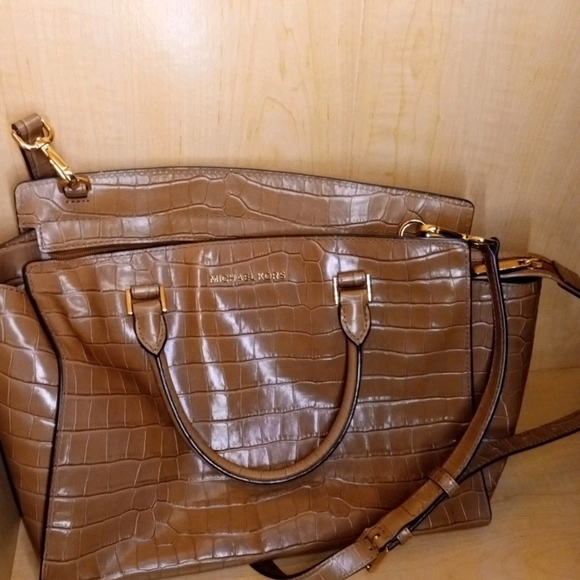 Michael Kors Brown Crocodile-Embossed Women's Bag - Picture 1 of 7